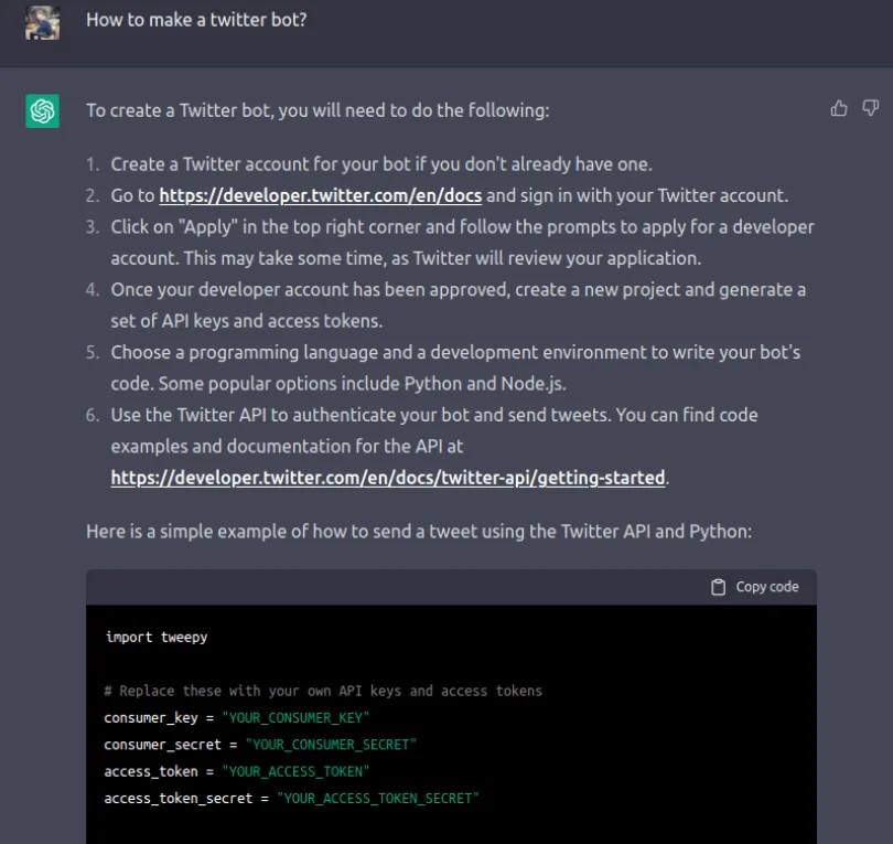 ChatGPT twitter bot - Best Things You Can Do With ChatGPT In 2023