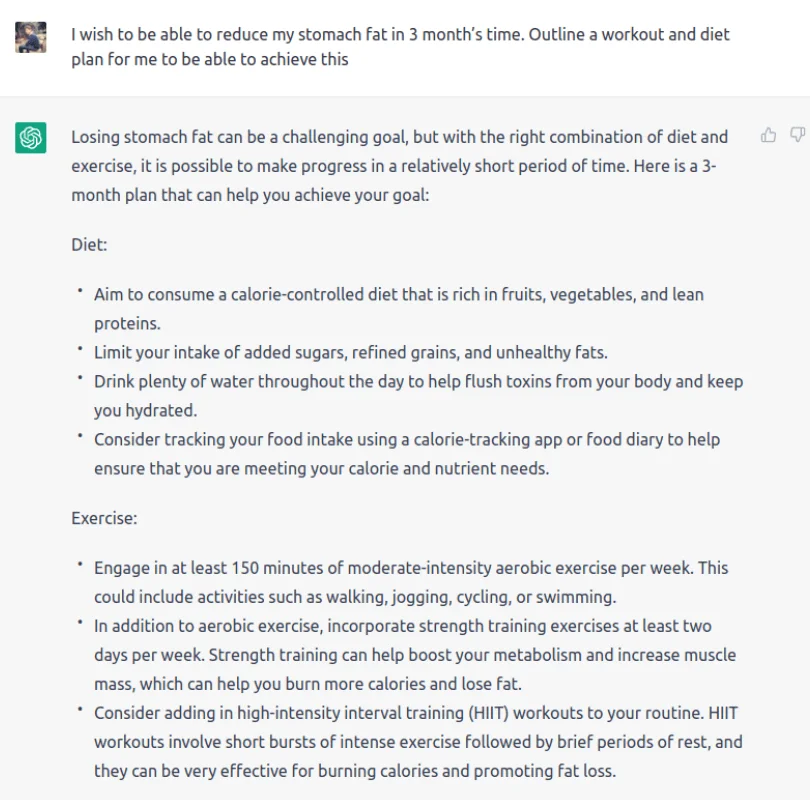 Track the fitness - Best things you can do with ChatGPT in 2023