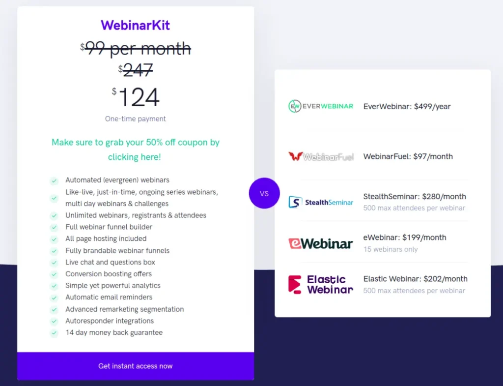 WebinarKit Review 2023 - Comparison of WebinarKit to other platforms